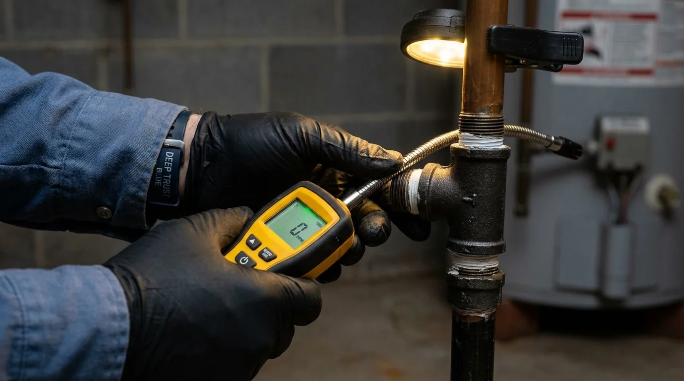 Gas leak detection with electronic sniffer by Johns Plumbing LLC in Eagle Mountain