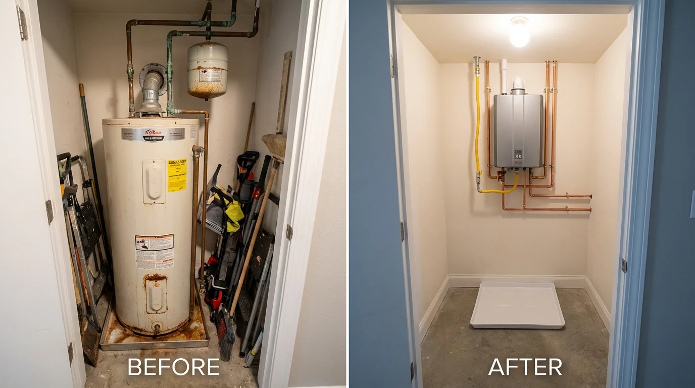 Tank water heater versus wall-mounted tankless unit comparison for Eagle Mountain, UT homeowners