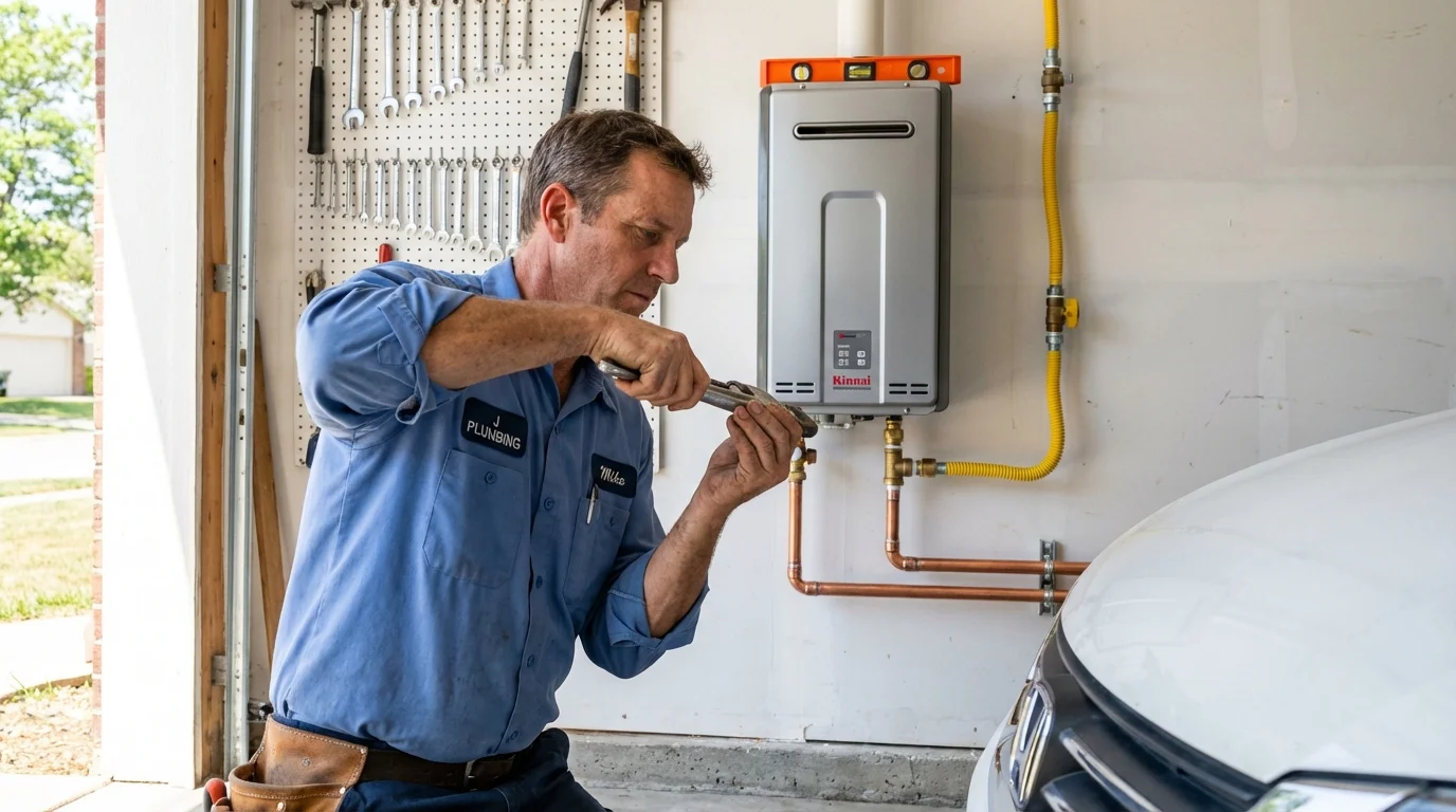 Tankless water heater installation by a Johns Plumbing LLC plumber in Eagle Mountain