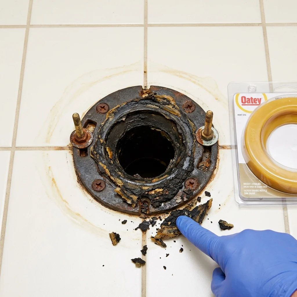 Failed wax ring showing water seepage at the base of a toilet in a Eagle Mountain, UT home